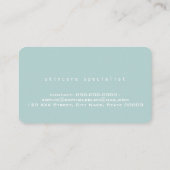 Carte De Visite Nom de calligraphie simple et élégante Turquoise (Dos)