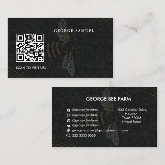 Carte De Visite Nom de ferme moderne simple | Code QR | Miel de fe (Devant / Derrière)