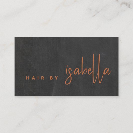 Carte De Visite Nom de la coiffure au cuivre moderne pour script (Devant)