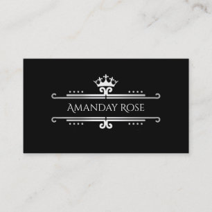 Carte De Visite Nom de la marque royale Rose Silver Black Frame