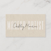 Carte De Visite Nom de l'artiste maquilleur Code QR Tan Script (Devant)