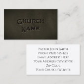 Carte De Visite Nom de l'église Noir cuir Grunge Christian (Devant / Derrière)