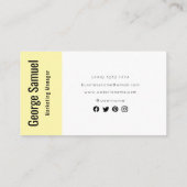Carte De Visite Nom de l'emploi simple professionnel élégant Titre (Dos)