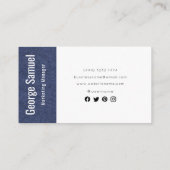 Carte De Visite Nom de l'emploi simple professionnel élégant Titre (Dos)