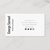 Carte De Visite Nom de l'emploi simple professionnel élégant Titre (Dos)