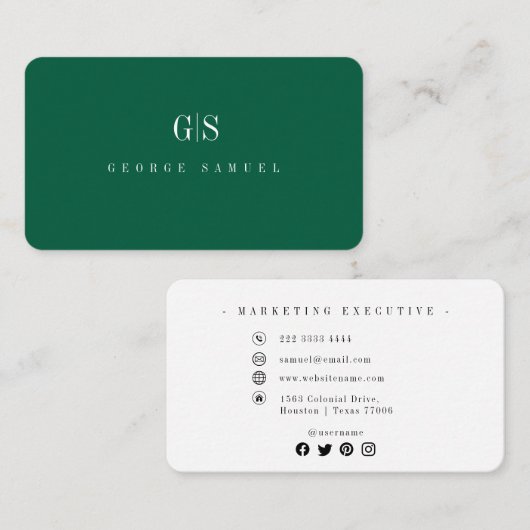 Carte De Visite Nom de l'emploi simple professionnel élégant Titre (Devant / Derrière)