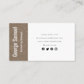 Carte De Visite Nom de l'emploi simple professionnel élégant Titre (Dos)