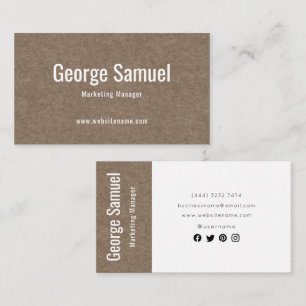 Carte De Visite Nom de l'emploi simple professionnel élégant Titre