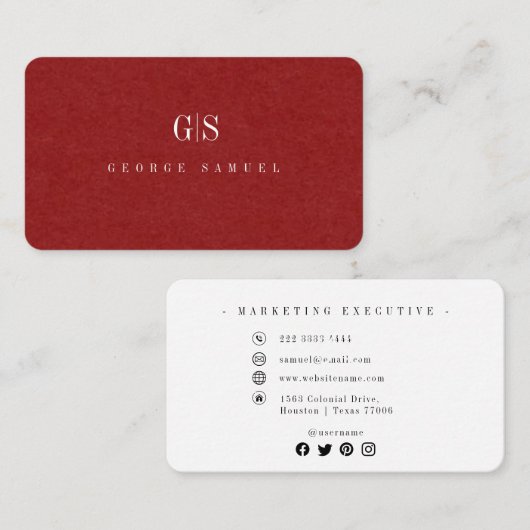 Carte De Visite Nom de l'emploi simple professionnel élégant Titre (Devant / Derrière)