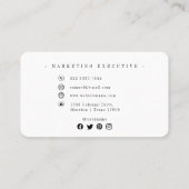 Carte De Visite Nom de l'emploi simple professionnel élégant Titre (Dos)