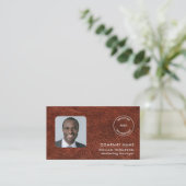 Carte De Visite Nom de l'entreprise Logo Photo QR Code Brown Faux  (Debout devant)