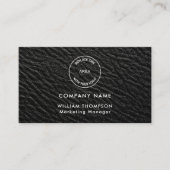 Carte De Visite Nom de l'entreprise Logo QR Code Black Faux cuir (Devant)
