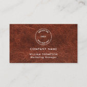 Carte De Visite Nom de l'entreprise Logo QR Code Brown Faux cuir (Devant)