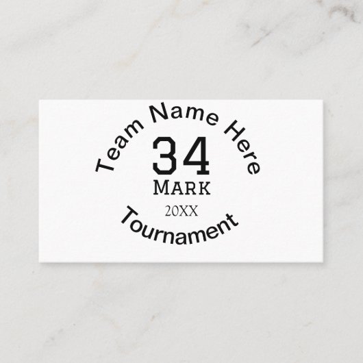 Carte De Visite Nom de l'équipe ici ajouter nom tournoi année text (Devant)