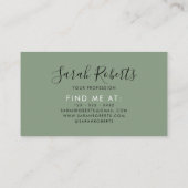 Carte De Visite Nom de monogramme professionnel modifié vert (Dos)