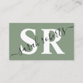 Carte De Visite Nom de monogramme professionnel modifié vert (Devant)