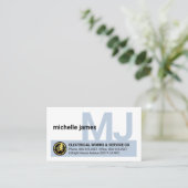 Carte De Visite Nom de monogramme simple électrique (Debout devant)