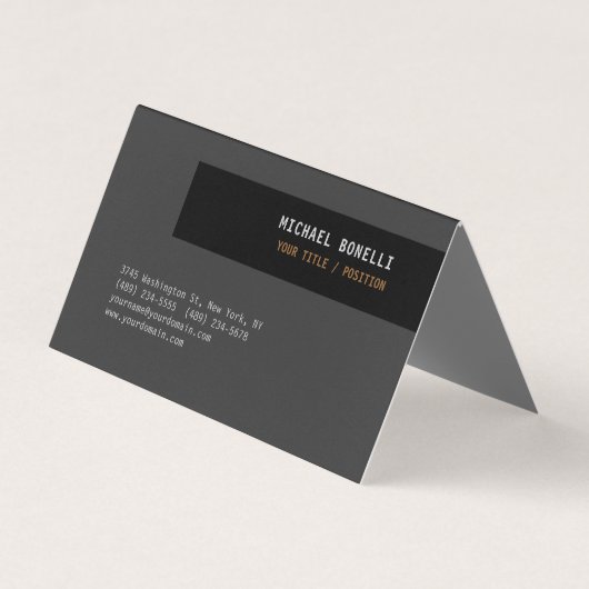 Carte De Visite Nom de position professionnel gris noir personnali (Devant)
