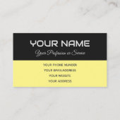 Carte De Visite Nom de reflet noir et jaune simple et élégant (Dos)