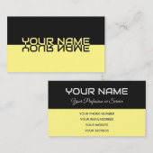 Carte De Visite Nom de reflet noir et jaune simple et élégant (Devant / Derrière)