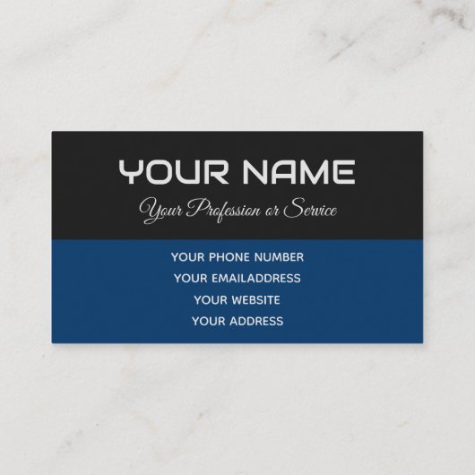 Carte De Visite Nom de reflet noir et marin tout simplement élégan (Dos)