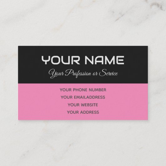 Carte De Visite Nom de reflet tout simplement élégant noir et rose (Dos)