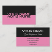 Carte De Visite Nom de reflet tout simplement élégant noir et rose (Devant / Derrière)