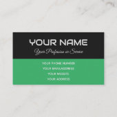 Carte De Visite Nom de reflet tout simplement élégant noir et vert (Dos)