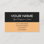Carte De Visite Nom de réflexion noir et orange simplement élégant (Dos)
