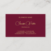 Carte De Visite Nom de script de calligraphie élégant Texte or Rou (Dos)