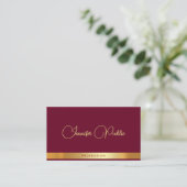 Carte De Visite Nom de script de calligraphie élégant Texte or Rou (Debout devant)