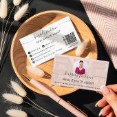 Carte De Visite Nom de script élégant Circle Business Photo QR Cod