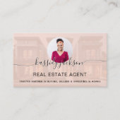 Carte De Visite Nom de script élégant Circle Business Photo QR Cod (Devant)