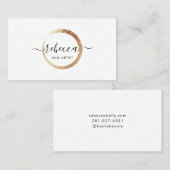 Carte De Visite Nom de script Gold Circle Maquillage Ongles Beauté (Devant / Derrière)