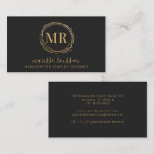 Carte De Visite Nom de script Gold du concepteur de bijoux Noir (Devant / Derrière)