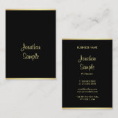Carte De Visite Nom de script manuscrit Black Gold Modèle Moderne (Devant / Derrière)