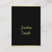 Carte De Visite Nom de script manuscrit Black Gold Modèle Moderne (Devant)