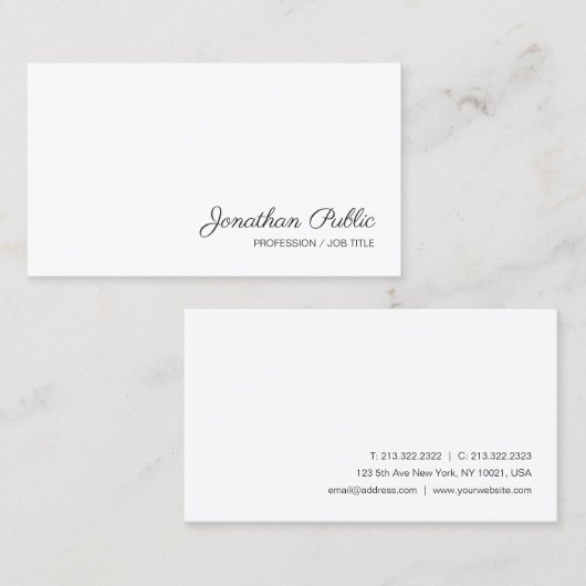 Carte De Visite Nom de script manuscrit Modern Simple Modèle (Devant / Derrière)