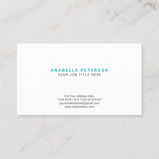 Carte De Visite Nom de script minimal initial | Tosca vert (Dos)