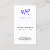 Carte De Visite Nom de script minimal initial | Violet spécial (Dos)