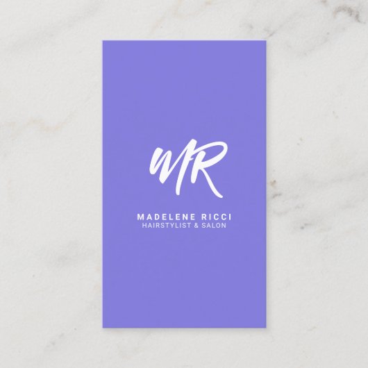 Carte De Visite Nom de script minimal initial | Violet spécial (Devant)