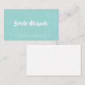 Carte De Visite Nom de script minimaliste aqua (Devant / Derrière)