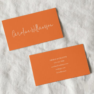 Carte De Visite Nom de script minimaliste moderne orange unique