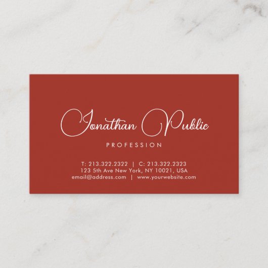 Carte De Visite Nom de script Modèle moderne élégant professionnel (Devant)