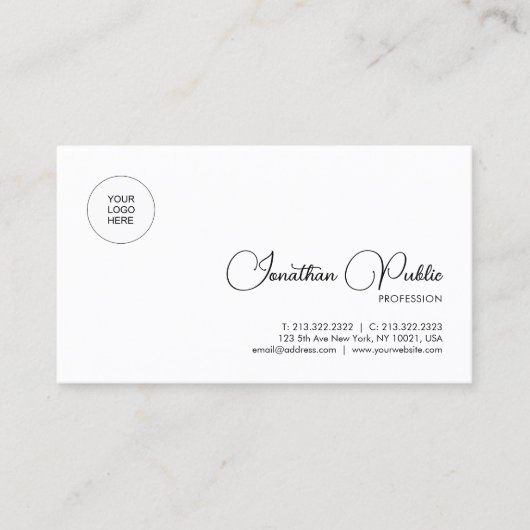 Carte De Visite Nom de script personnalisé Télécharger le logo de  (Devant)