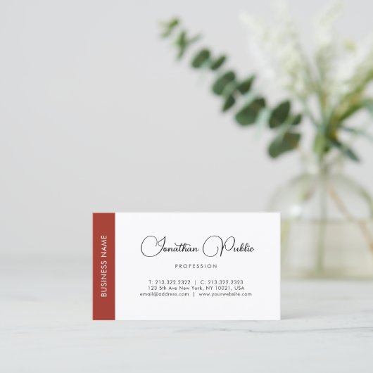 Carte De Visite Nom de script professionnel Modèle moderne élégant (Debout devant)