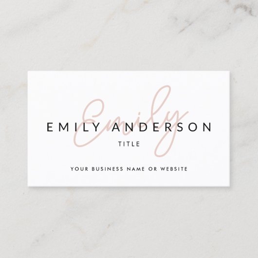 Carte De Visite Nom de script rose clair professionnel moderne Cod (Devant)