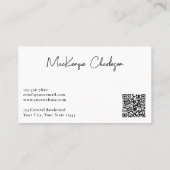 Carte De Visite Nom de script simple et code QR textuel (Dos)