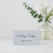 Carte De Visite Nom de script simple Moderne Bleu Poudre (Debout devant)