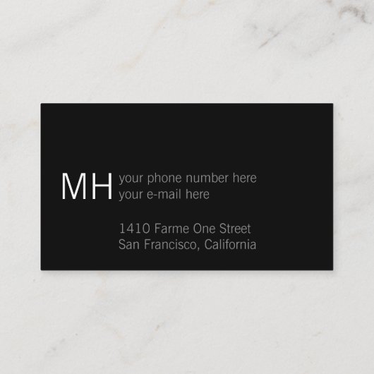 Carte De Visite Nom de script simple professionnel noir (Dos)